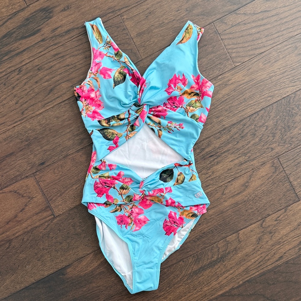 Albion Fit One Piece Floral Swimsuit with Cut-Out - Sz Small - worn once